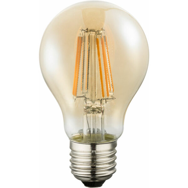 Vintage Leuchtmittel E27 Glühbirne led Retro Filament Leuchtmittel, Glas Amber, 7 Watt 630 Lumen 2200 Kelvin warmweiß, DxH 10,6x6 cm