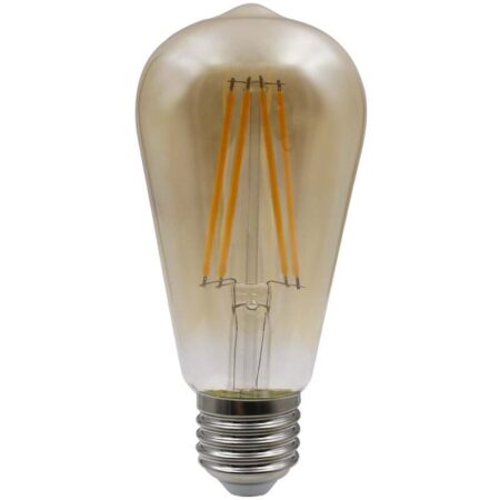 Vintage Leuchtmittel E27 Glühbirne led Retro Filament Leuchtmittel, Glas Amber, 7 Watt 720 Lumen 2700 Kelvin warmweiß, DxH 6,4x14 cm