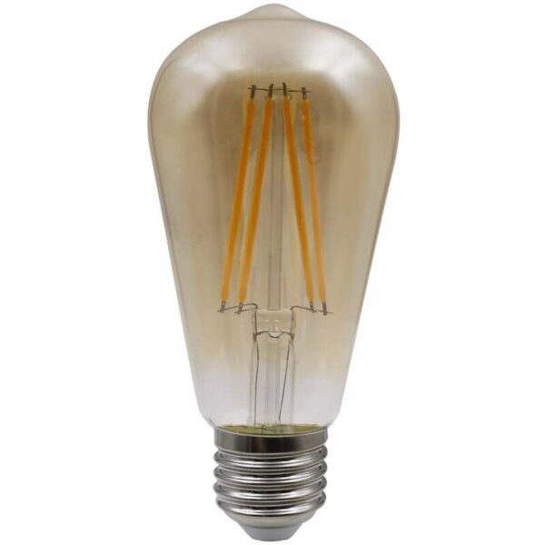 Vintage Leuchtmittel E27 Glühbirne led Retro Filament Leuchtmittel, Glas Amber, 7 Watt 720 Lumen 2700 Kelvin warmweiß, DxH 6,4x14 cm